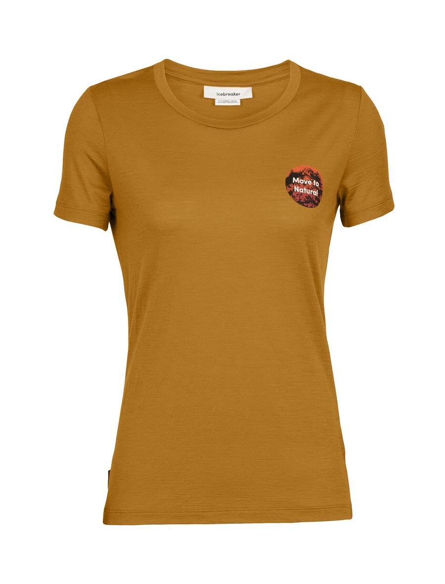 Women's Icebreaker Merino Tech Lite II Short Sleeve Natural Alps T Shirts Clove | CA 1343NWYB